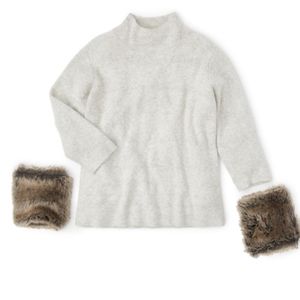 Girl With Curves Faux Fur-cuffed Sweater